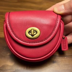Coach Detachable Red Leather Turnlock Mini Pouch